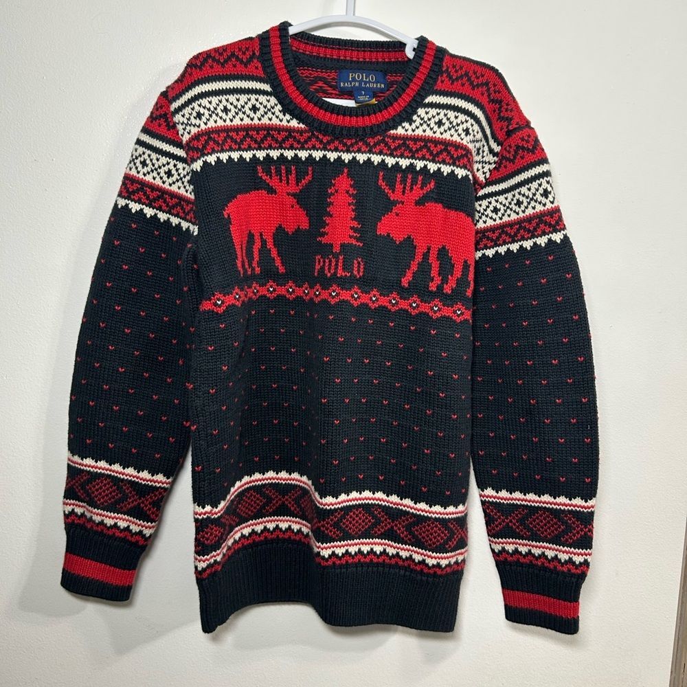 Polo RALPH LAUREN Youth SWEATER FairIsle HOLIDAY Winter MOOSE